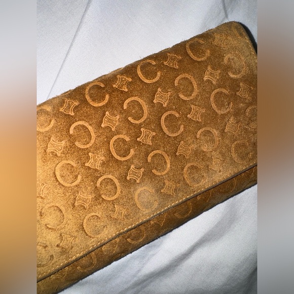 CELINE C Macadam Suede Long Wallet Gold Hardware Tan Brown - Picture 14 of 16